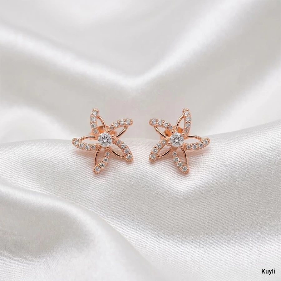 Floral Star Crystal Stud