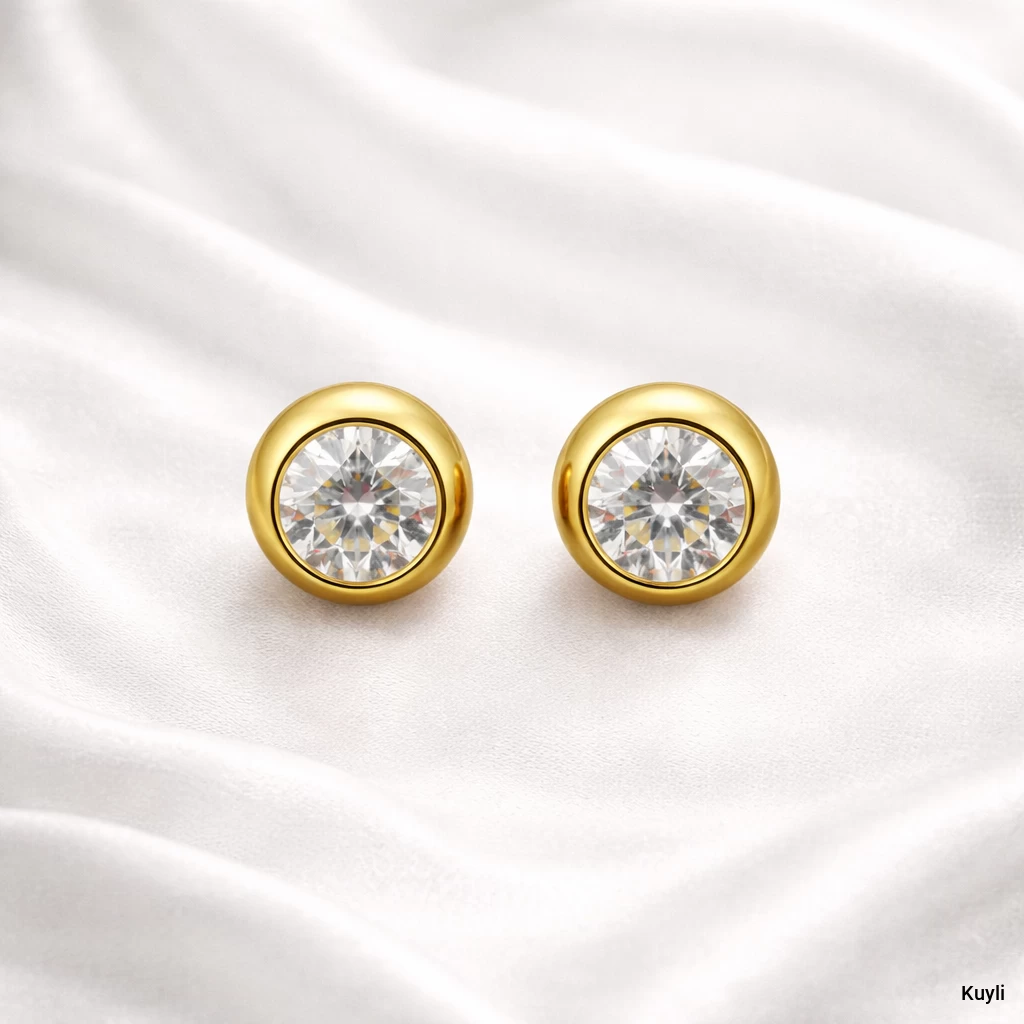 Bezel Round crystal stud