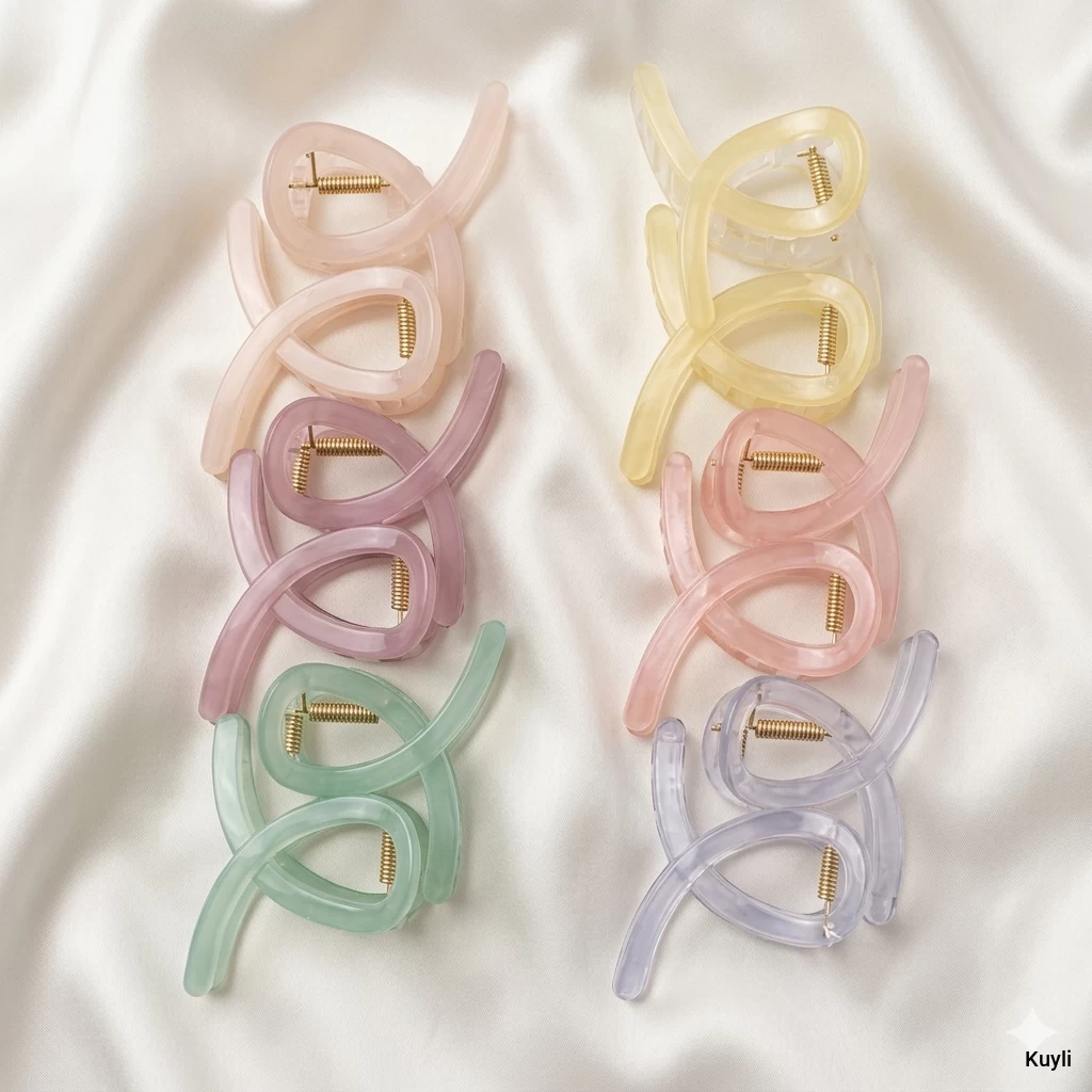 (Combo)Pastel Acrylic Hair Claw Clips & Daisy Matte Hair Clip Set[ Any 2 daisy clips & Any 2 Pastel claw clips]