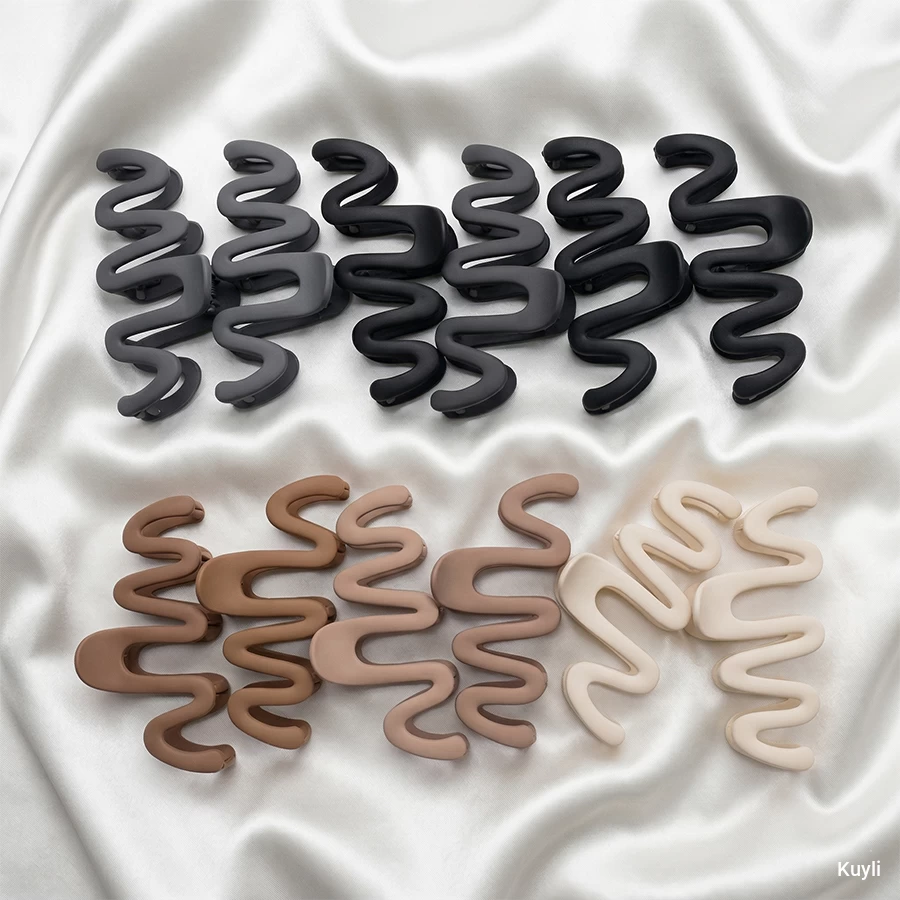 (299 Combo) All-in-One Matte Hair Claw Combo Set [ Any 2 of Rectangle Matte Hair Claws, Any 2 of Dual-tone Strong Grip Claw Clips, Any 2 of  Wave Design Trendy Clips, Any 2 of  Matte arc clips]