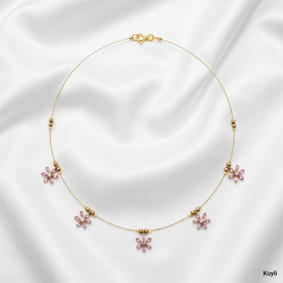 Diamond Floral Charm Invisible Chain