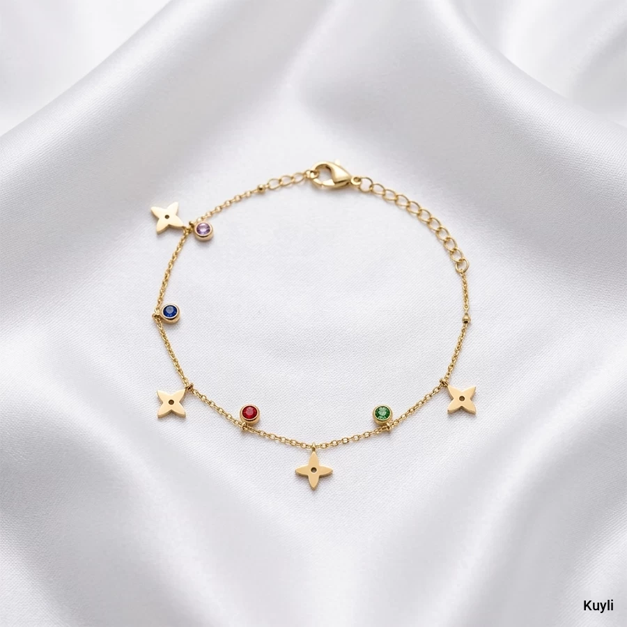 Color Gem Star Charm Bracelet