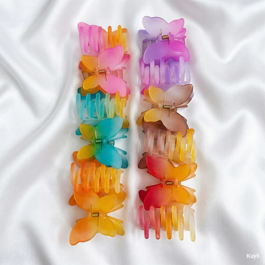 Kuyli Pastel Butterfly Hair Claw Clips – Medium sized Multicolor Matte Finish – ₹69/pc [ Any 1]