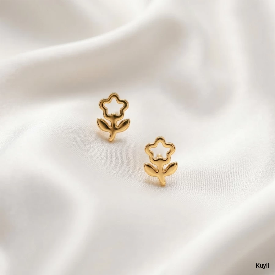Minimalist Flower Outline Stud