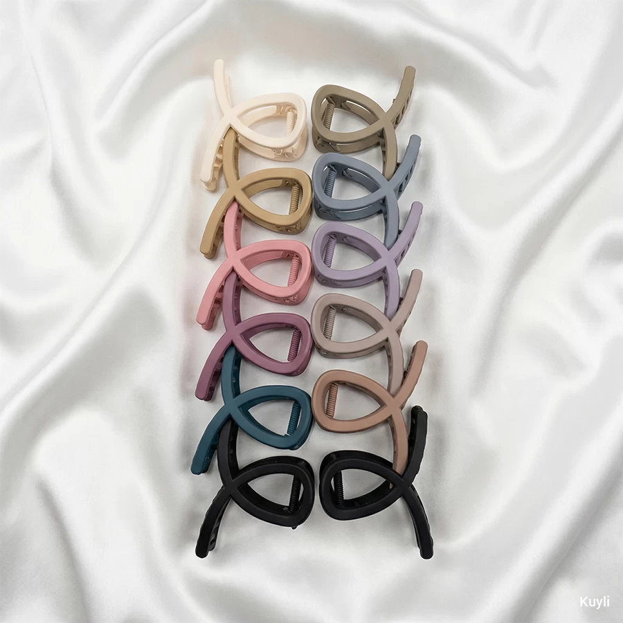 ( 99 Combo )Elegant Matte Hair Claw Combo [ Any 2 Square Matte Hair Clips (Neutral Shades), Any 2 Arc-Shaped Designer Claw Clips]