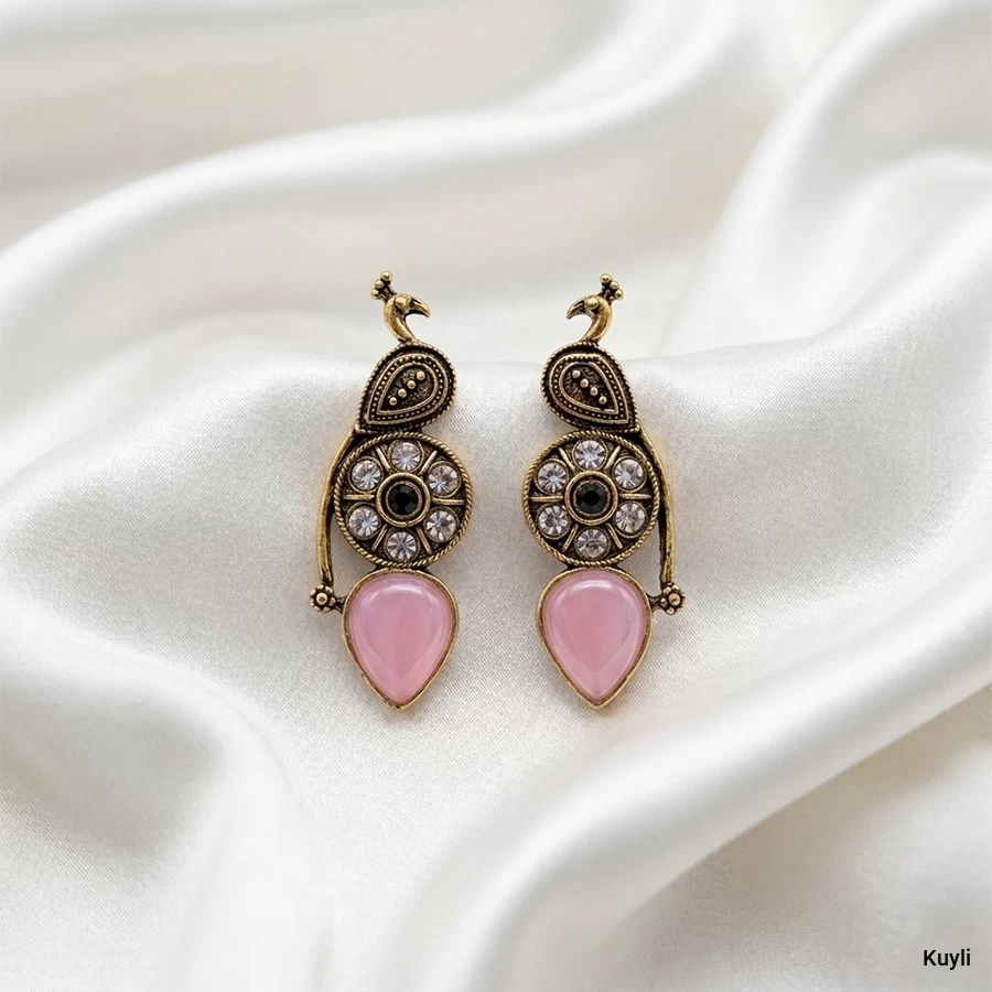 Vintage Peacock  Drop Statement Earring