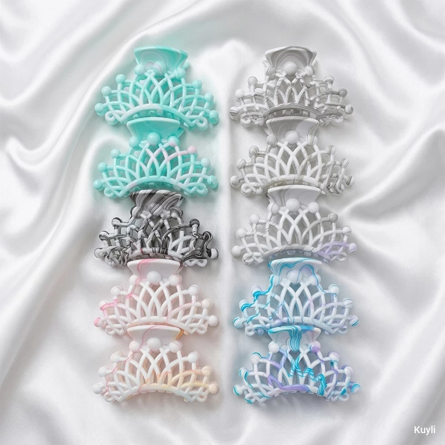 (399 Combo) - Luxe Claw Couture Clips  [ Any 4 of Matte Rectangular Claw Clips, Any 2 of Marble Finish Cross Clips, Any 2 of  Crown Lattice Clips, Any 4 of  Half-Moon Marble Clips]